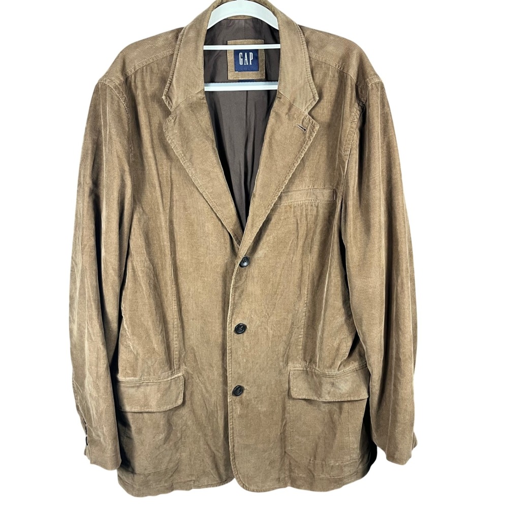 Gap Corduroy Blazer Men Large Brown 3-Button Cotton Sport Coat Classic Fit